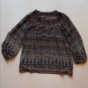 Joie Multicolor Silk Sheer Patterned Blouse Size Small
